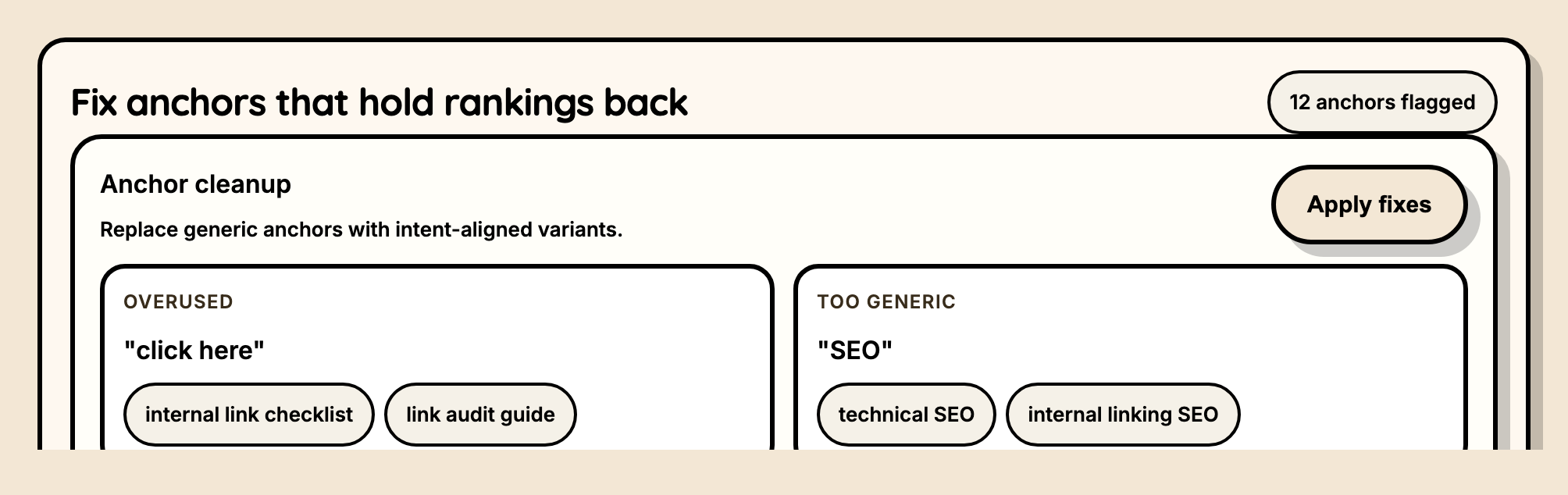 Anchor cleanup mockup