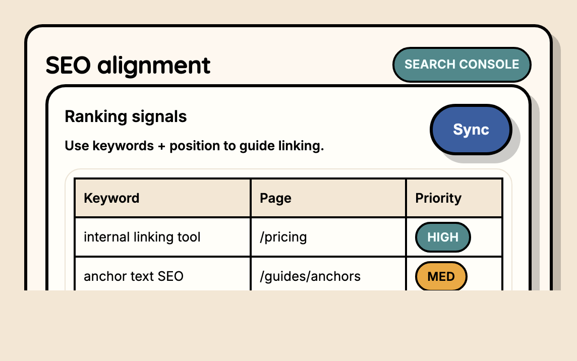 SEO alignment mockup